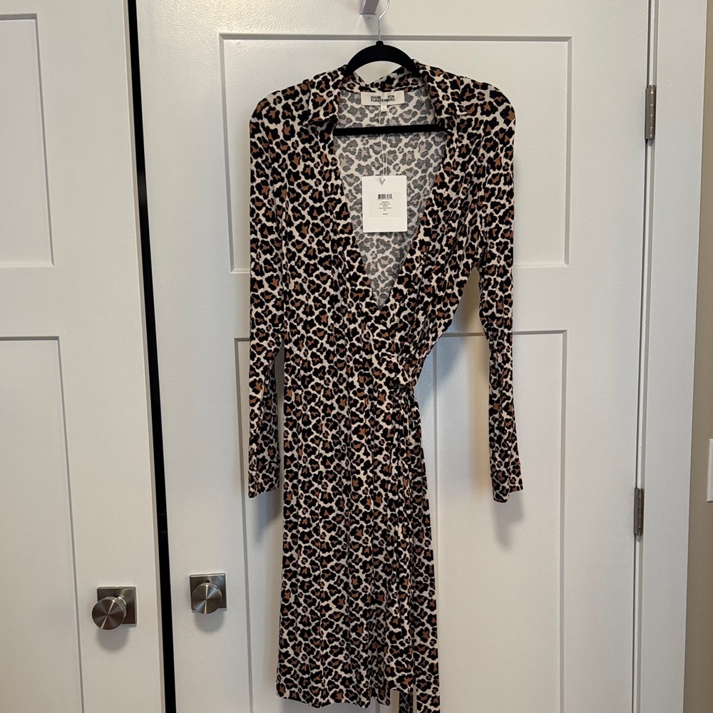 Diane Von Furstenberg Animal Print Long Sleeve Dress